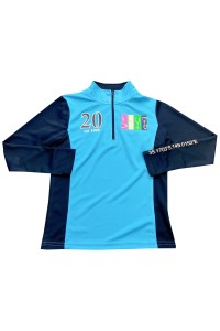 Tailor-made colorblock zipper half chest Polo design hot stamping logo mesh fabric Slim fit Slim waist Functional sweatshirt design company W220 detail view-2